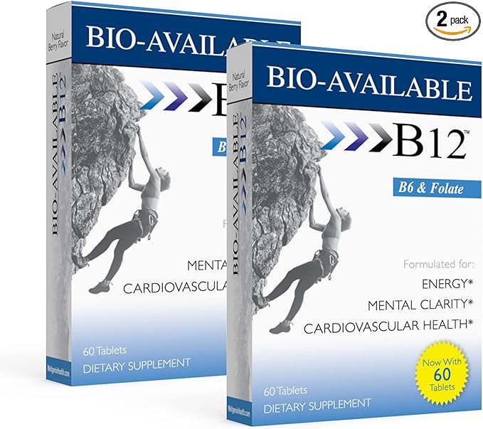 Wellgenix Bio Available Sublingual B12-60ct (2 Pack) - Daily Multivitamins Focus Support Formula w/Vitamins C B6 B12 Folate &amp Biotin -Energy &amp Diet Supplement for Immune &amp Overall Healt