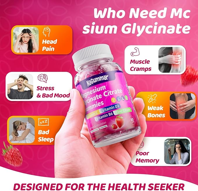 Magnesium glycinate Gummies High Absorption Magnesium Glycinate- Sugar Free Vegan Gummies for Adults with Vitamin D3 Zinc - Sleep Stress Bone &amp Memory Support - 60 Count Raspberry