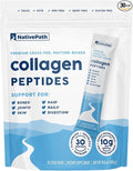 NativePath Collagen Peptides Protein Stick Packs - Hydrolyzed Type 1 &amp 3 Collagen Powder for Skin Hair Nails - 30 Servings