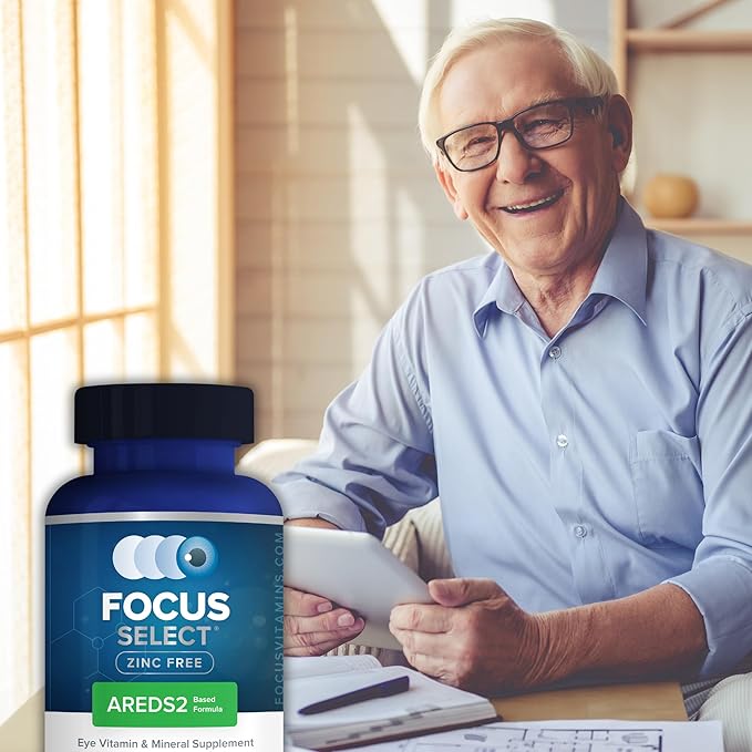 Focus Select Zinc Free Formula | 180 Softgel Capsules 2 Pack| AREDS2 Based Formula | Eye Vitamin &amp Supplement | Support for Macular Generation | Easy to Swallow Pill