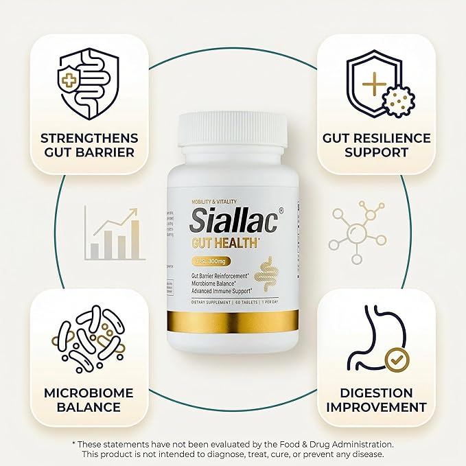 Gut Health - Gut Barrier Function Epithelial Cell Growth Immune Support Enhances Nutrient Absorption Microbiome Balance (HMO 3'-SL) (1 Pack)