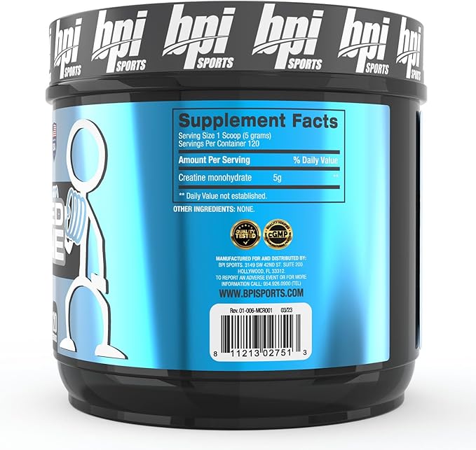BPI Sports Micronized Creatine - Increase Strength - Reduce Fatigue - Lean Muscle Building - 100% Pure Creatine - Better Absorption - Supports Muscle Growth - Unflavored - 120 Servings - 21.16 Ounce