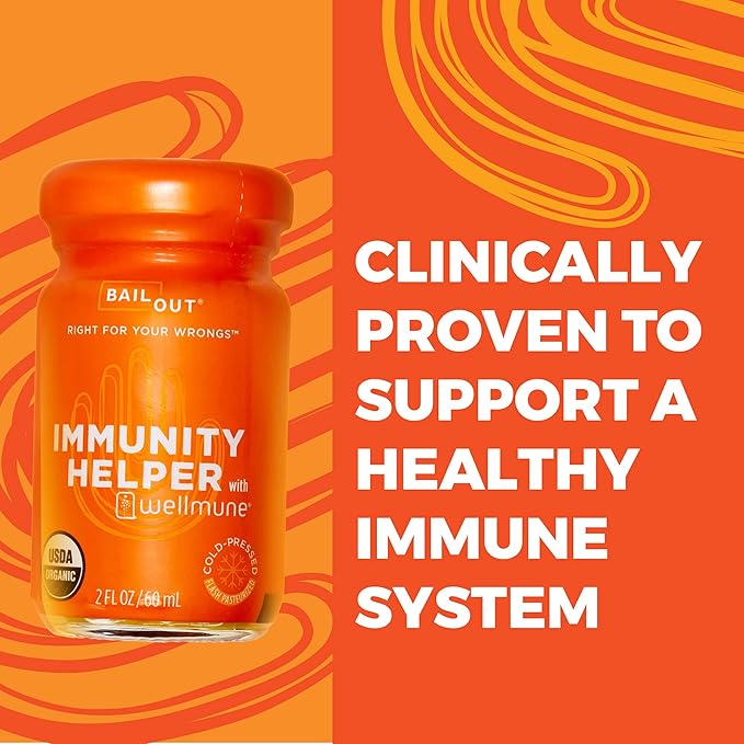 BAILOUT Wellness - Immunity Helper Daily Immune Support with Vitamin C Turmeric Ginger and More 2 Fluid Ounces Pack of 12