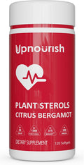 UpNourish Plant Sterols Citrus Bergamot Supplement with CoQ10 Omega 3 Olive Leaf Turmeric Curcumin Black Garlic and Niacin - 120 Softgels