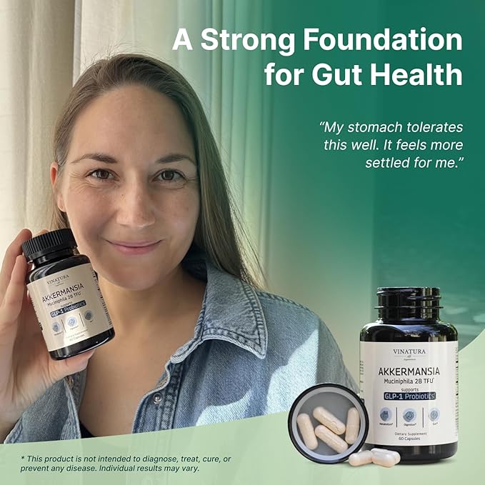 VINATURA Akkermansia Probiotic - Akkermansia Munciniphila Supplement GLP-1 Supplement - 60 Capsules