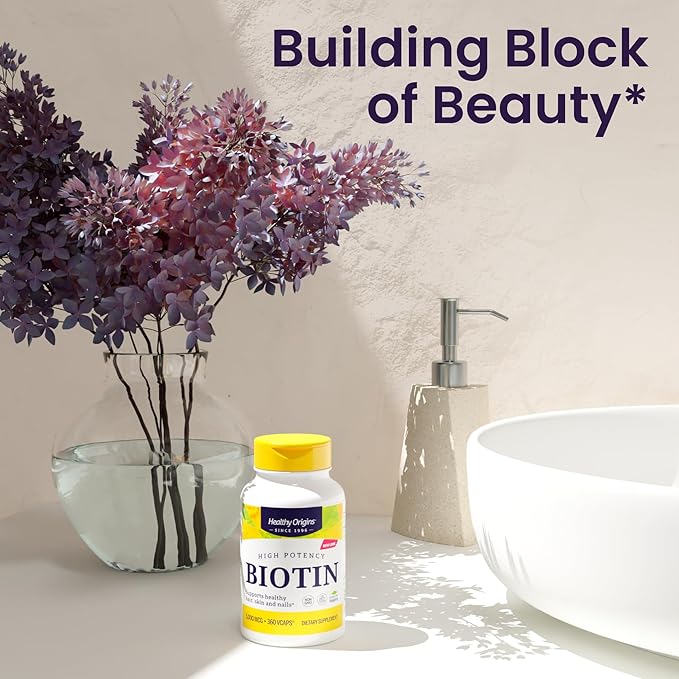 Healthy Origins Biotin 10000 mcg (USP Grade Non-GMO Gluten Free Hair Support Nail Support) 360 Veggie Caps