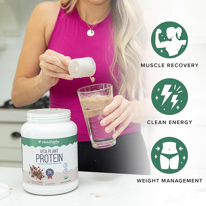 Organic Plant Based Protein for Women Complete Vegan Protein Powder with BCAAs &amp MCTs Plant-Based 21g Dairy-Free Gluten-Free No Added Sugar Supports Muscle Recovery (Chocolate Flavored 30 Servi