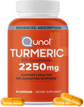 Qunol Turmeric Curcumin 2250mg Black Pepper Extract for Enhanced Absorption Supports Healthy Inflammation Response and Joint Health Dietary Supplement Vegetarian Formula 90 Capsules
