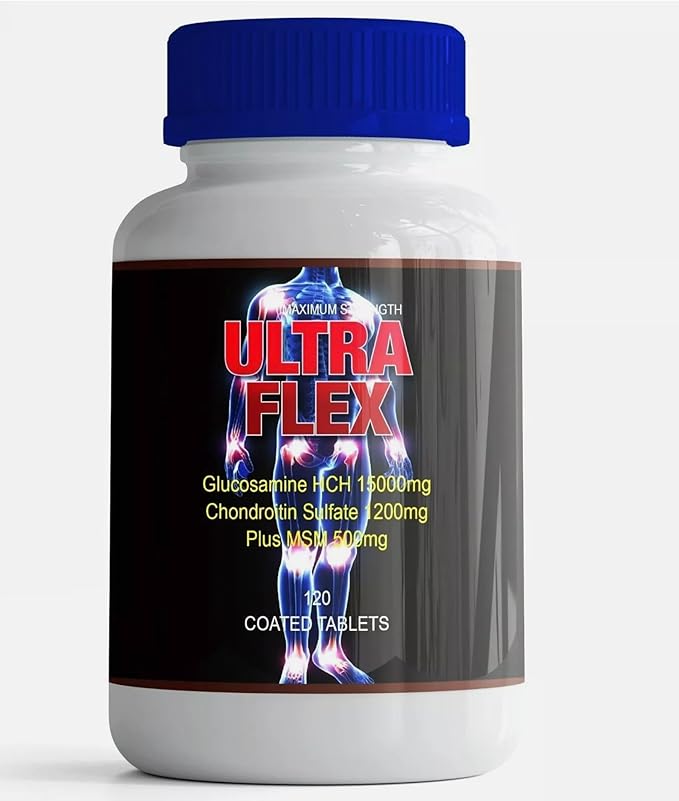 Joint Health &amp Support Ultra - Flex Supplement with Glucosamine Chondroitin Hyaluronic Acid &amp MSM 120 Tabs 1 Bottle. All Natural