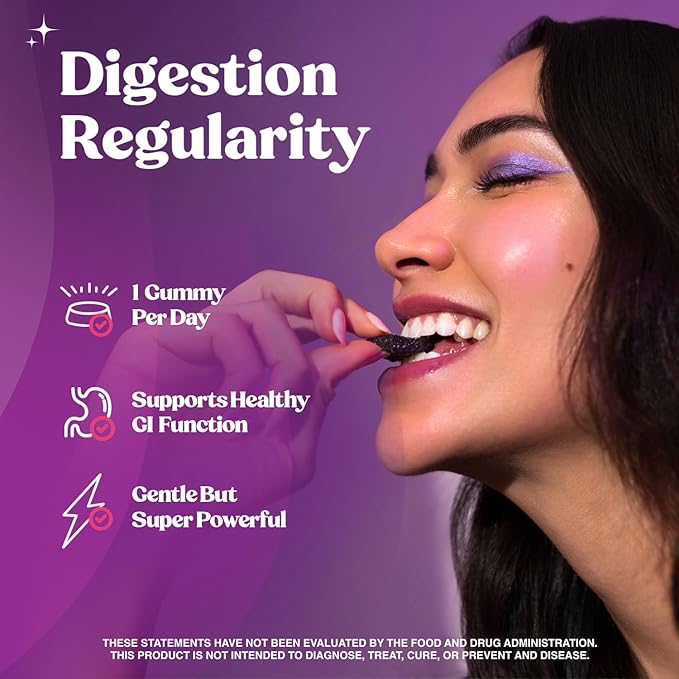 Fungiments Super Prune - Mushroom Supplement - Turkey Tail Mushrooms Fiber Rhubarb Prunes Ginger Chamomile - Debloating Constipation Relief (30 Mushroom Gummies)