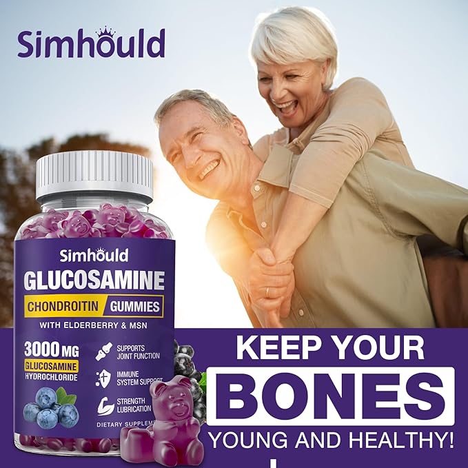 3 Packs Glucosamine Chondroitin Gummies - 3000MG Extra Strength Joint Support Supplement with MSM &amp Elderberry Flexibility Antioxidant Immune Support Gummy for Adults Men &amp Women