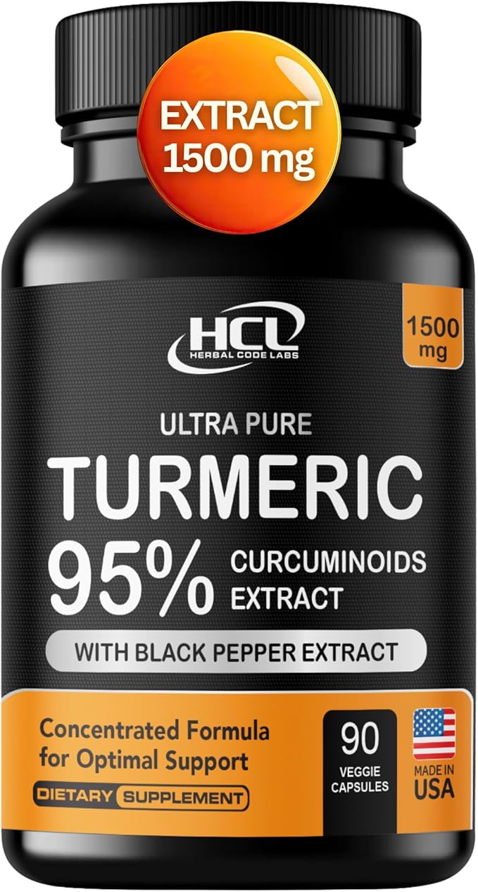 Turmeric Curcumin Extract 1500mg – Full Dose of 95% Curcuminoids with Black Pepper Ginger &amp Cinnamon – High Absorption Turmeric Supplement – Non-GMO Natural Capsules