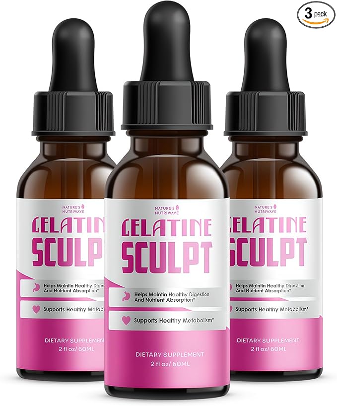 Gelatin Sculpt – Daily Liquid Botanical Supplement with Chromium &amp Plant Extracts – Clean Stimulant-Free Formula – Non-GMO Made in USA GMP-Certified - 2 fl oz (60 mL) 3 Month Supply