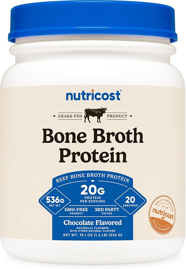 Nutricost Beef Bone Broth Protein Powder Chocolate (20 Servings) - Gluten-Free GMO-Free