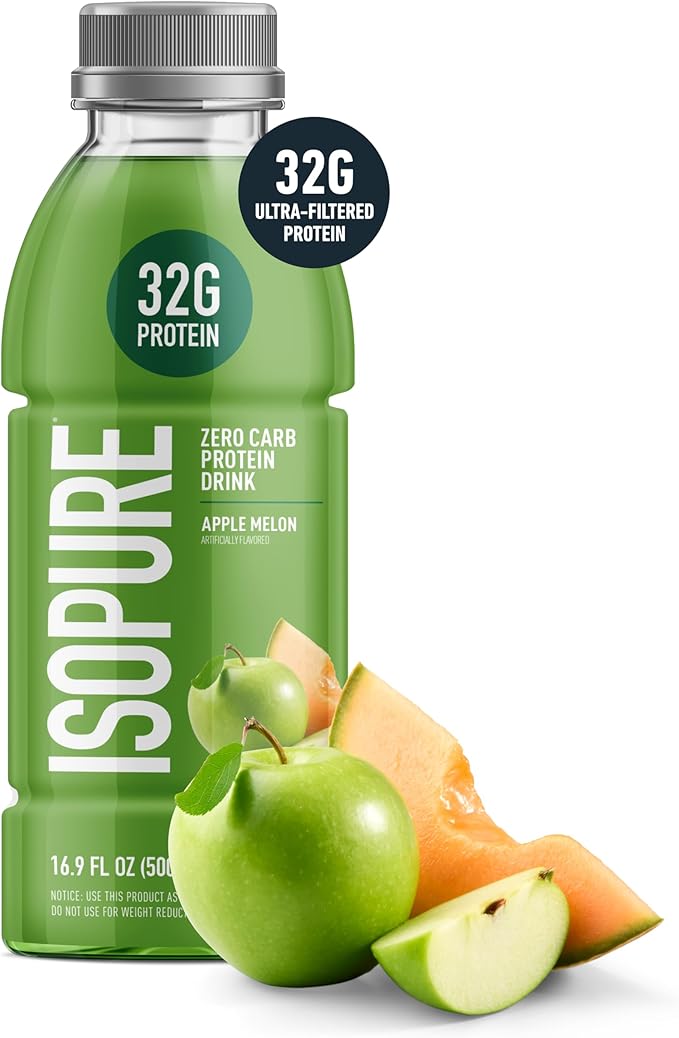 Isopure Zero Carb 32g Clear Protein Ready-to-Drink Whey Protein Isolate Apple Melon12 Pack (Packaging May Vary)