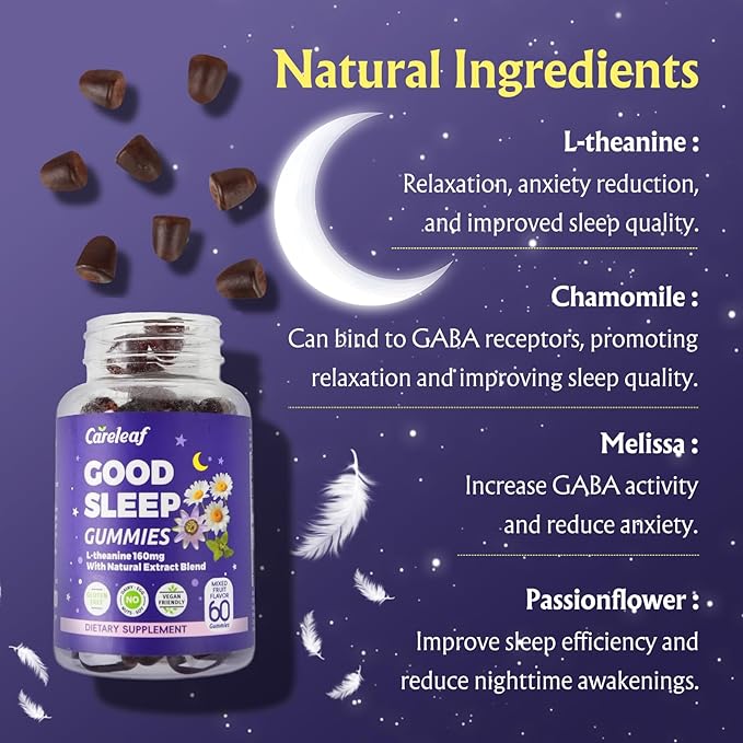 Sleep Gummies No Melatonin - Kids Sleep Gummies with L-Theanine Magnesium &amp Herbal Blend 60 Vegan Sleep aids for Adults Reduces Nighttime Overthinking