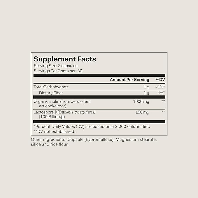 The Nue Co. Pre + Probiotic Supplement - Synbiotic &amp Spore Based Formula for Daily Gut Balance - Vegan &amp Gluten Free Immune Supplement - Supports Digestive Wellness Immunity &amp Skin | 60 C