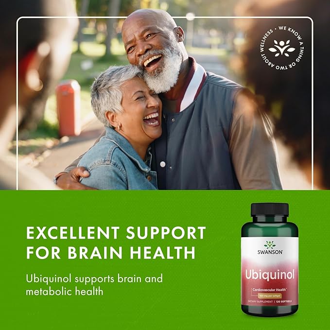 Swanson Ubiquinol - 100 mg - for Heart Health Brain Energy &amp Antioxidant Support - Aids ATP Production* - Non-GMO - 120 Softgels (2 Pack)