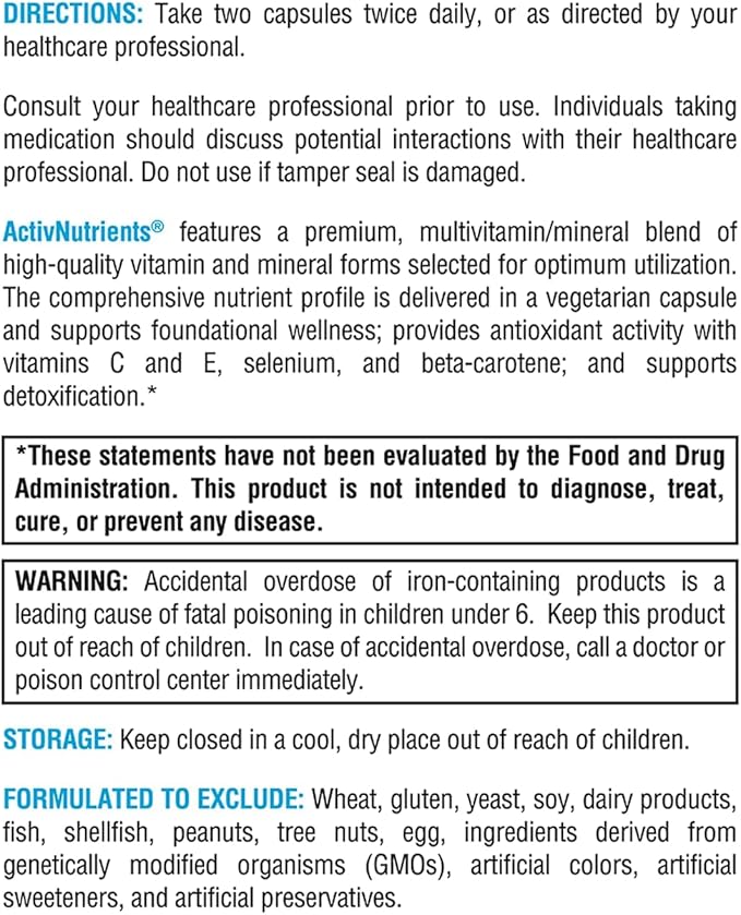 XYMOGEN ActivNutrients - Multivitamin &amp Multimineral Formula - Wellness Immune &amp Energy Support - Active B Vitamins &amp Chelated Minerals - Vegetarian Non-GMO &amp Gluten Free - 120 Count