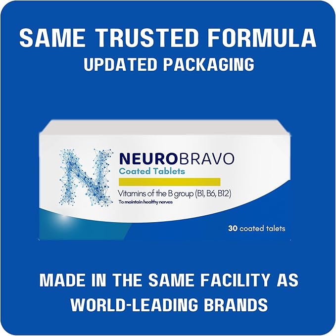 Neurobravo Vitamin B1 B6 B12 Tablets for Nerve Health Nerve Pain Numbness Muscle Stiffness Muscle Cramp Impaired Sensation