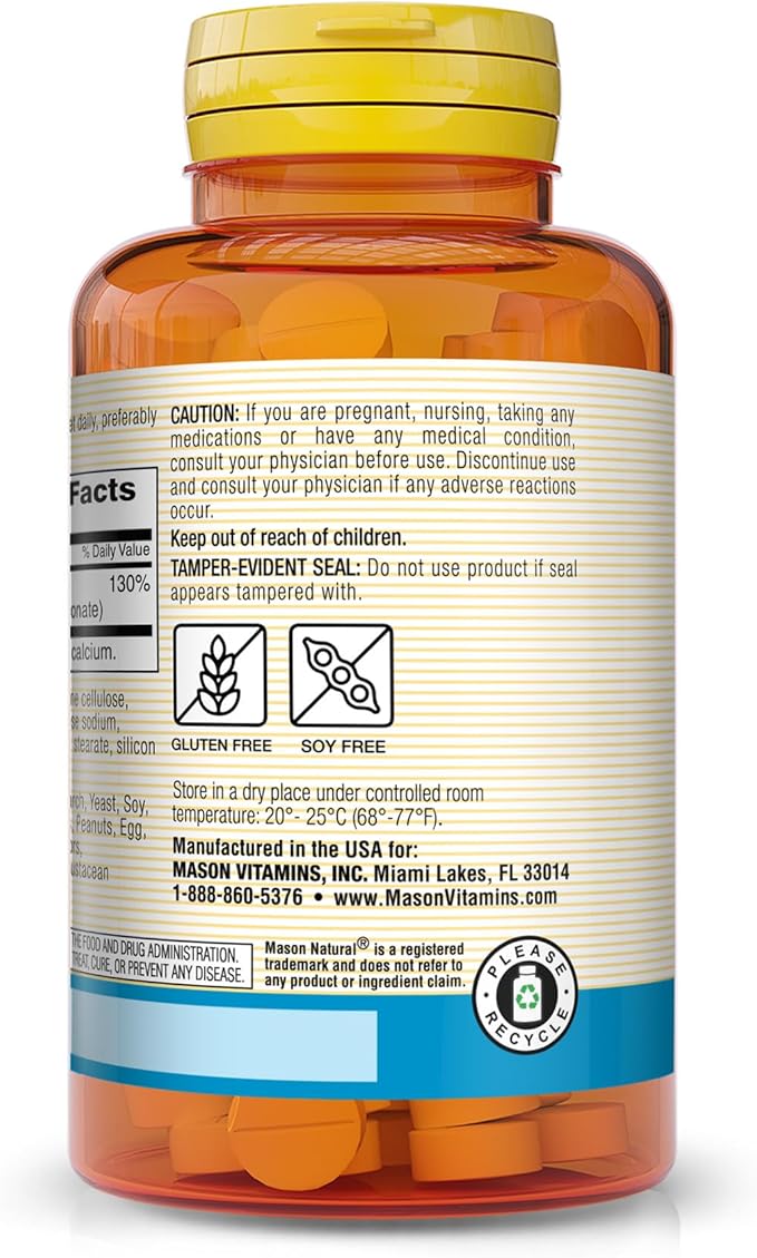 Mason Natural Zinc 100 mg - Advanced Immune System Support Improves Antioxidant Support Essential Mineral Supplement 100 Capsules (Pack of 3)