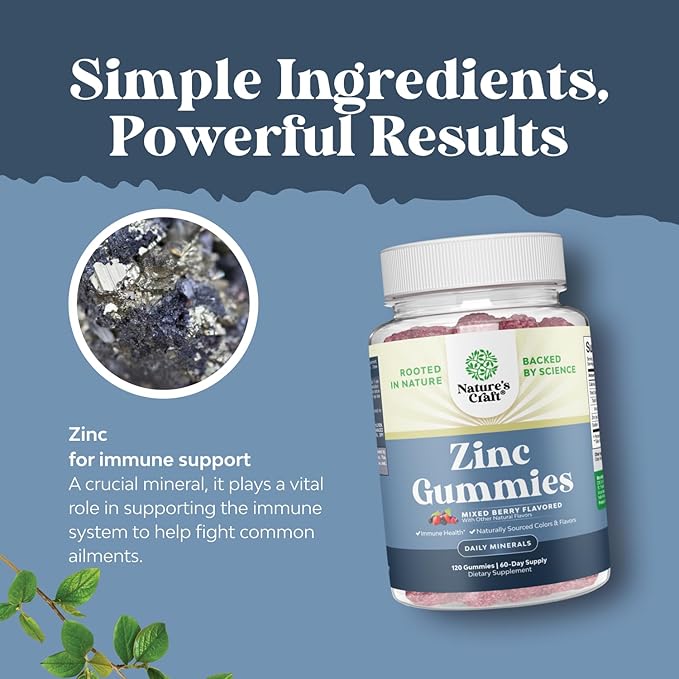 Bundle of Pure Magnesium Glycinate Supplement 400mg Per Serving for Mood Sleep &amp Relaxation Support and Extra Strength Zinc Gummies for Adults - Chewable Zinc Supplements for Energy &amp Immune S