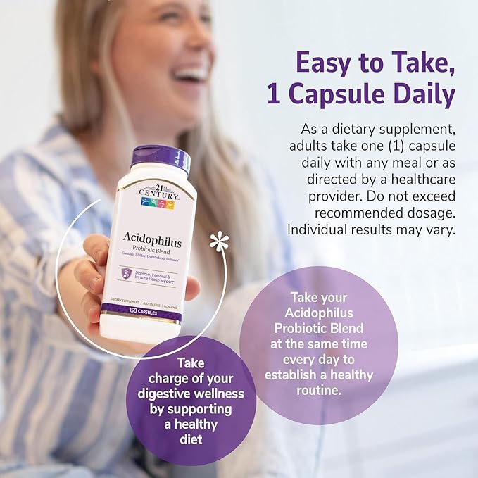 21st Century Acidophilus Probiotic Blend Capsules - 150 ct Pack of 3