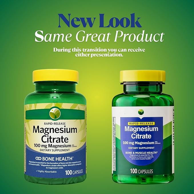 KP+ Magnesium | Magnesium Citrate 100 mg | Bone &amp Muscle Health Support | Rapid-Release Capsules | 100 Count | Dietary Supplement | Pack of 2