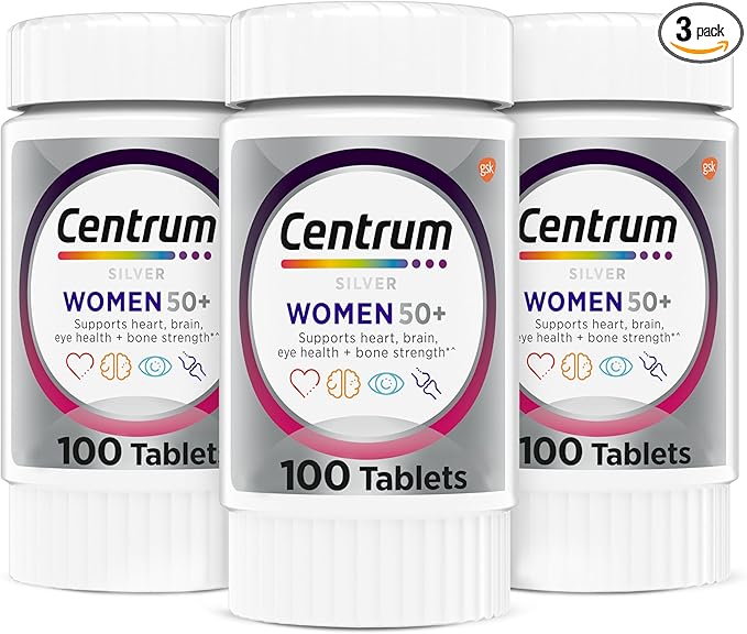 Centrum Silver Women's Multivitamin for Women 50 Plus Multivitamin/Multimineral Supplement with Vitamin D3 B Vitamins Calcium and Antioxidants Gluten Free Non-GMO Ingredients - 300 Count