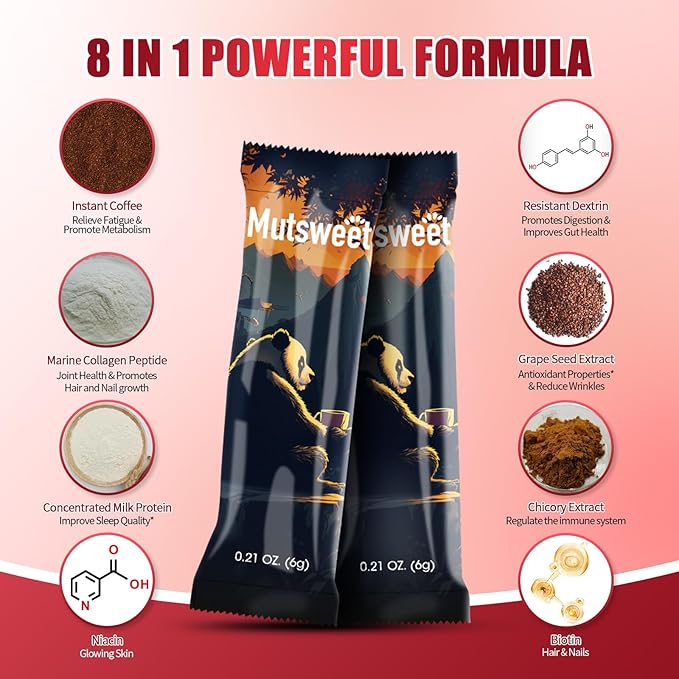 Mustsweet Instant Coffee with Vital Proteins Collagen Peptides Powder Joint Supplements for Women &amp Men Supports Skin and Gut Health 15 Servings