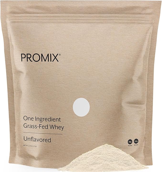 ProMix Nutrition Whey Protein Powder Grass Fed Unsweetened Hormone Free - 25g Protein per Serving Sugar Free Soy Free Unflavored - 32 Servings