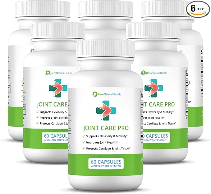 Ben's Natural Health Joint Care Pro Joint Health Supplement with Turmeric Hyaluronic Acid Vitamin C D K Pea White Willow Bark 60 Capsules