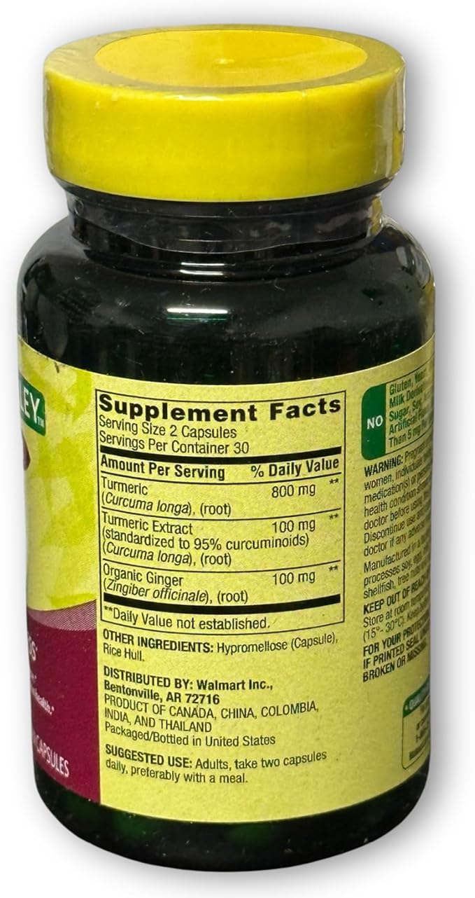 Turmeric and Ginger Supplement Spring Valley 1000mg 60ct. (2) Set with Fusion Shop Store Week Case (1)