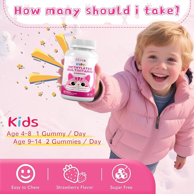 Kids Methylated Multivitamin Chewable &amp Liposomal Magnesium Glycinate 400mg Gummies Immune &amp Brain Muscle &amp Relax