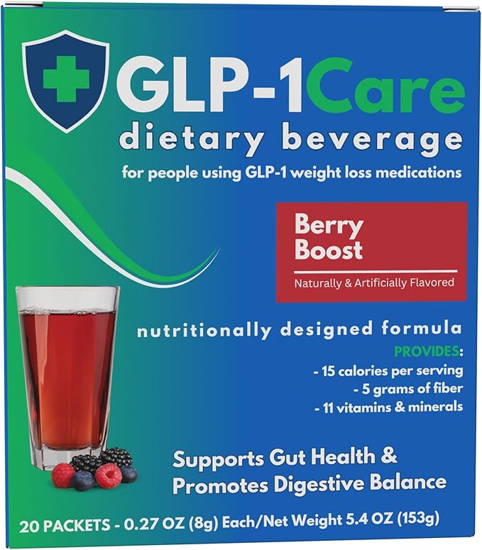Berry Boost Fiber Drink 15 Calories GLP-1 Compatible 20 Servings Per Box