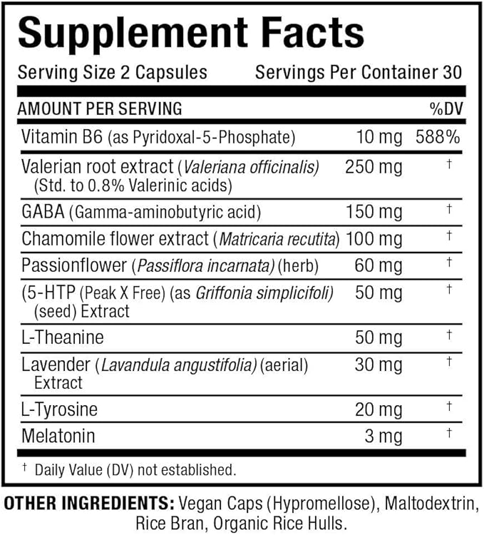 ALLMAX Light’S Out Sleep - 60 Capsules - Promotes Rest &amp Relaxation - with Vitamin B6 L-Theanine Chamomile &amp Melatonin - 30 Servings