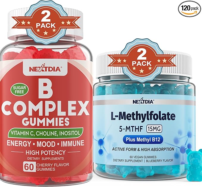 Vitamin B Complex + L-MethylFolate 15mg Gummies 4 Pack