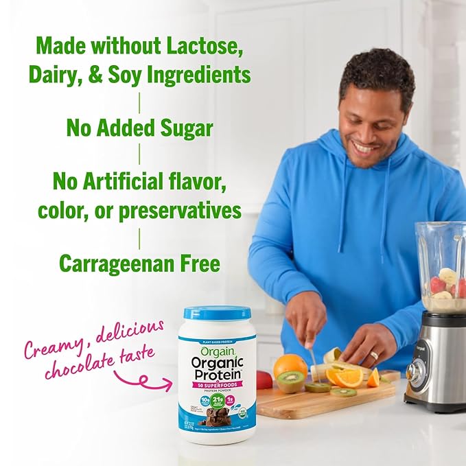 Orgain Organic Protein + Superfoods Powder Creamy Chocolate Fudge (2.02 Lb) and Orgain Organic Vegan Protein Powder Vanilla Bean (2.03 Lb)