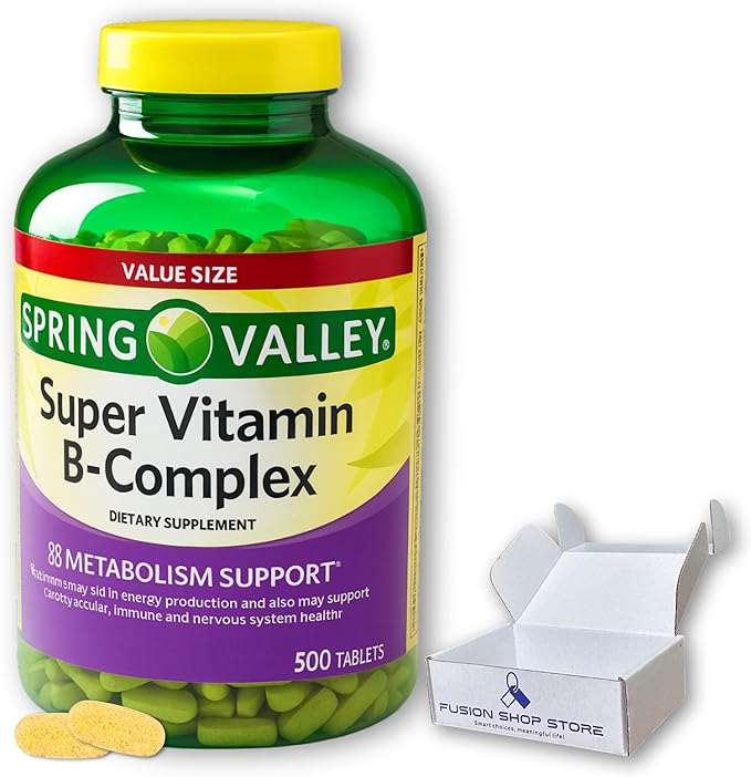 Super Vitamin B Complex- Tablets 500 Count Blend of B6 B12 C Boxed by Fusion Shop Store