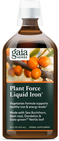 Gaia Herbs Plant Force Liquid Iron - Vegetarian Supplement to Help Maintain Healthy Energy Levels - with Star Anise Sea Buckthorn Beet Root Dandelion &amp Nettle - 16 Fl Oz (47 Servings)