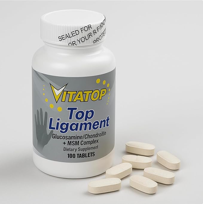 Vita-top Top Ligament Supplement | 100 Tablets | Glucosamine Chondroitin MSM Complex | Daily Routine Support | No Artificial Additives | Adult Use | Compact Bottle for Easy Storage-Bee Therapy