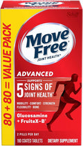 Move Free Advanced Glucosamine Chondroitin + Calcium Fructoborate Joint Support Supplement Supports Mobility Comfort Strength Flexibility &amp Bone - 160 Tablets (80 servings)*