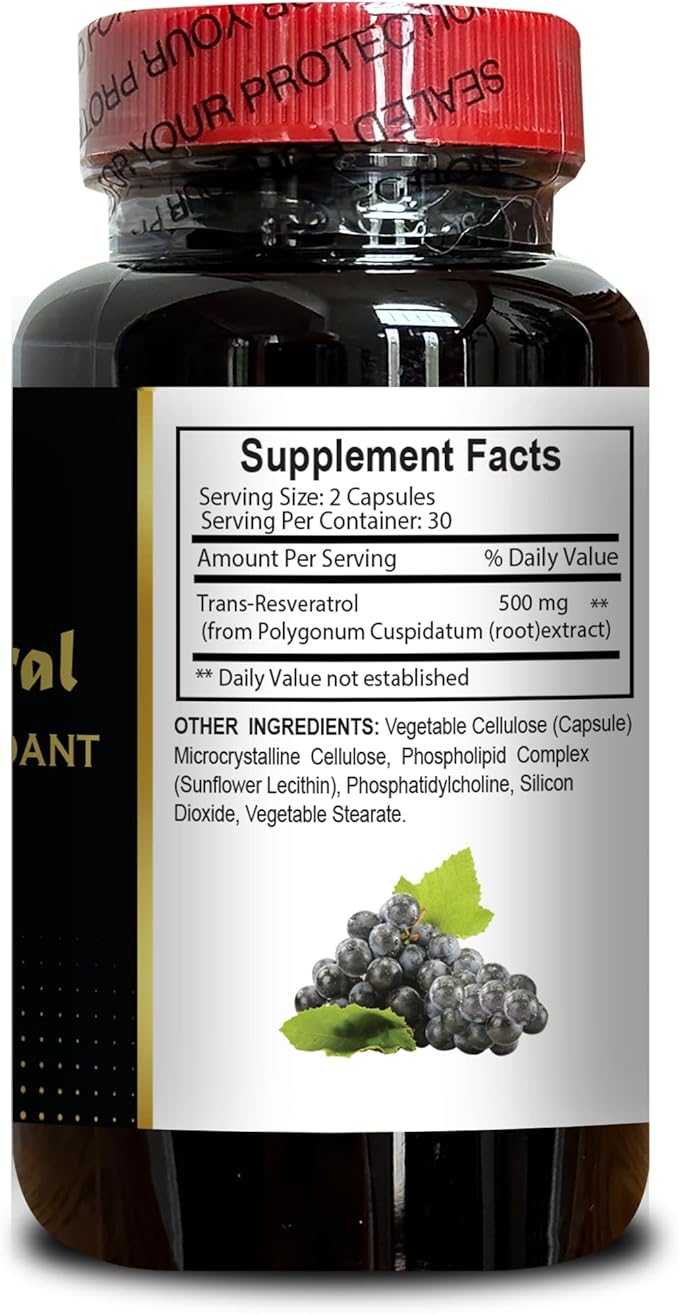 Resveratrol 500mg – Antioxidants for Immunity Antioxidant Supplements Antioxidant Pills Pure Polygonum Cuspidatum Extract Daily Formula – 2 Bottles 120 Capsules