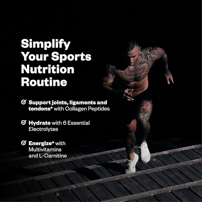 Foundation Collagen Peptides + Electrolytes Powder 10g Hydrolyzed Collagen Multivitamins | Joint &amp Hydration Support for Endurance Athletes | Sugar-Free 30 Servings Lemon Lime