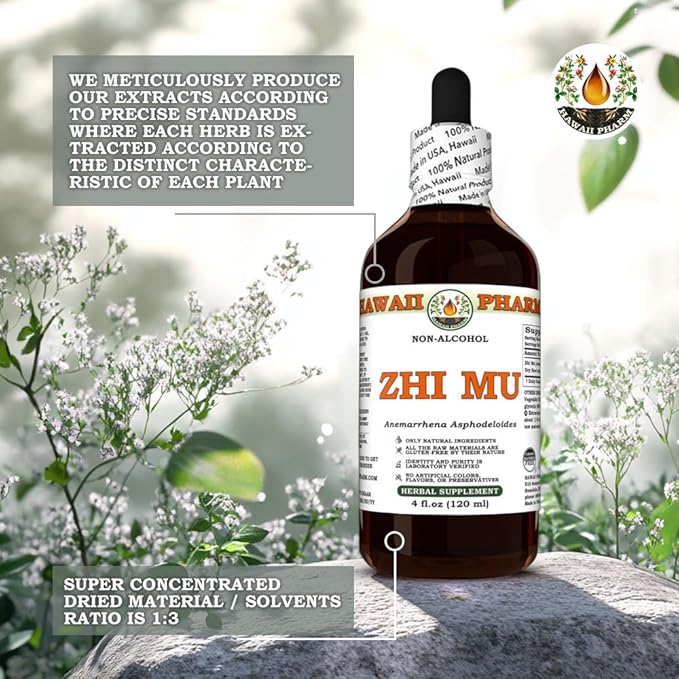 Zhi Mu (Anemarrhena Asphodeloides) Dry Root Glycerite All Natural Vegan Lab Tested Alcohol-Free Liquid Extract - 2 fl.oz