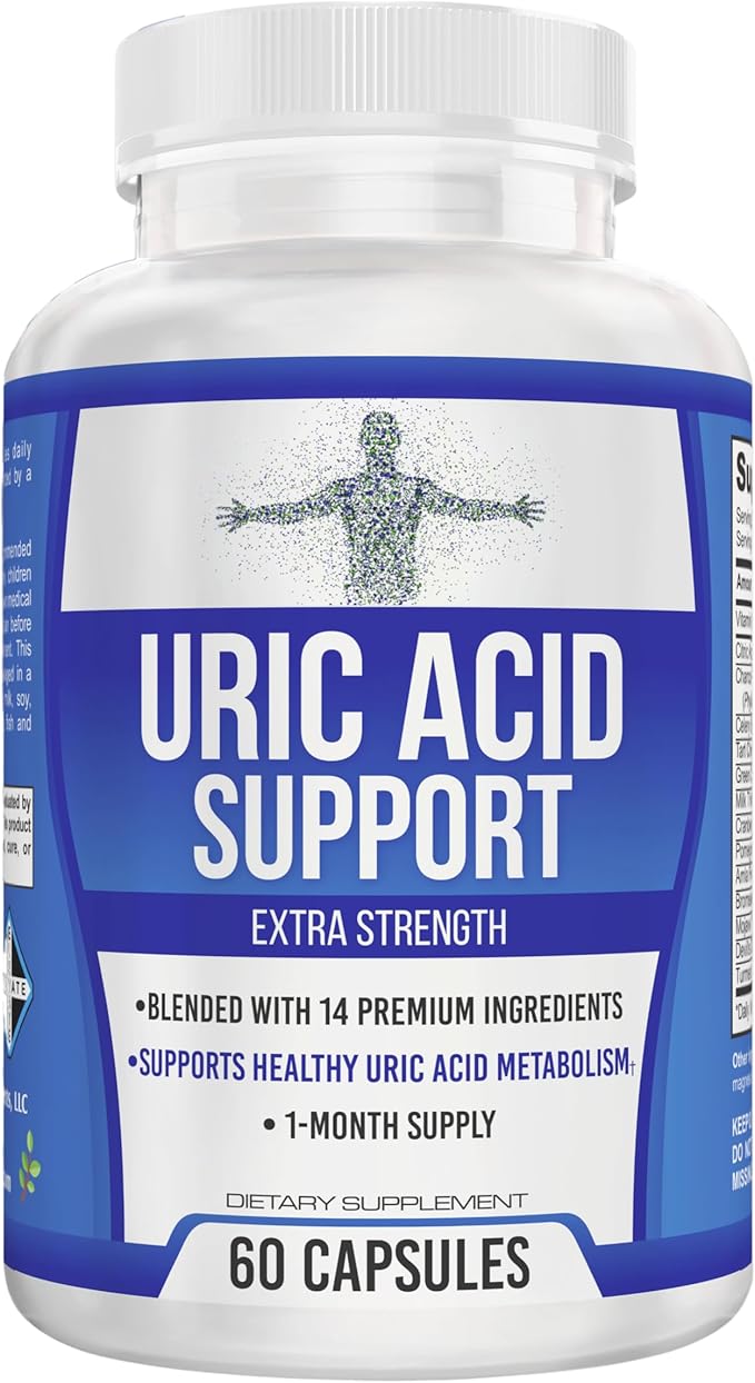 Uric Acid 14-in-1 Support Supplement | 1-Month Supply | Uric Acid Health Supplements | 60 Capsules