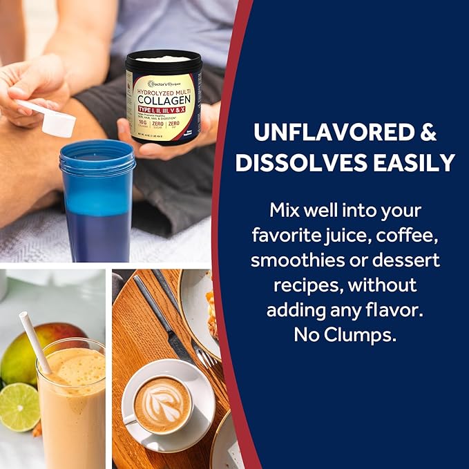 Doctor’s Recipes Multi Collagen Peptides Powder + Ultra Vitamin B Complex Bundle Grass-Fed Hydrolyzed Protein Types I II III V X Unflavored Easy-to-Dissolve Collagen All 8 Essential B Vitamins with
