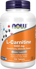 NOW Foods Supplements L-Carnitine 1000 mg Purest Form Amino Acid Fitness Support* 100 Tablets