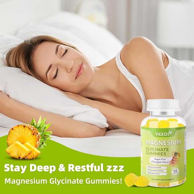 90 CT Magnesium Glycinate Gummies 500 mg with AshwagandhaSugar Free Magnesium Supplement Triple Magnesium Complex with CitrateMalateVitamin C D3 B6for Women and Men Kids Sleep Relaxation