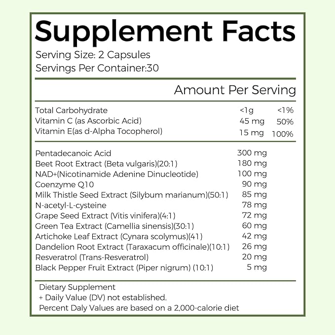 Pentadecanoic Acid C15:0 Supplement Supports Immune Health &amp Mitochondrial Health - 60 Capsules